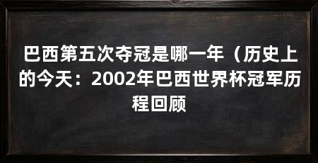 巴西第五次夺冠是哪一年（历史上的今天：2002年巴西世界杯冠军历程回顾