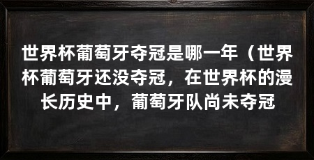 世界杯葡萄牙夺冠是哪一年(世界杯葡萄牙还没夺冠,在世界杯的漫长历史中,葡萄牙队尚未夺冠