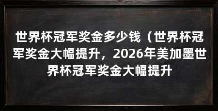世界杯冠军奖金多少钱(世界杯冠军奖金大幅提升,2026年美加墨世界杯冠军奖金大幅提升