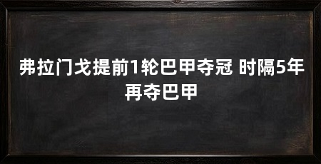 弗拉门戈提前1轮巴甲夺冠 时隔5年再夺巴甲