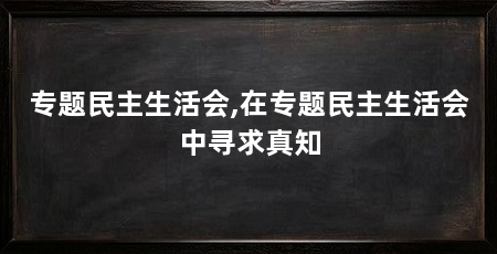专题民主生活会,在专题民主生活会中寻求真知