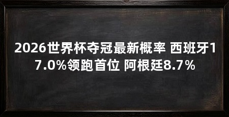 2026世界杯夺冠最新概率 西班牙17.0%领跑首位 阿根廷8.7%