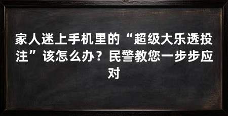 家人迷上手机里的“超级大乐透投注”该怎么办？民警教您一步步应对