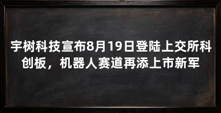 宇树科技宣布8月19日登陆上交所科创板，机器人赛道再添上市新军