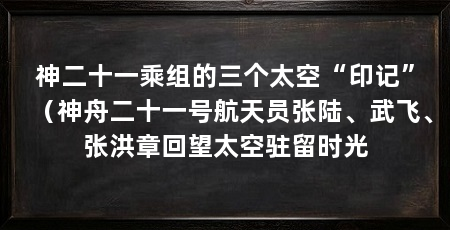 神二十一乘组的三个太空“印记”（神舟二十一号航天员张陆、武飞、张洪章回望太空驻留时光