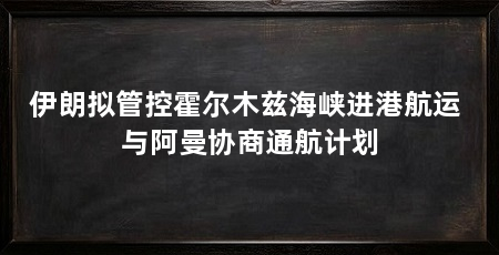 伊朗拟管控霍尔木兹海峡进港航运 与阿曼协商通航计划