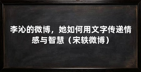 李沁的微博,她如何用文字传递情感与智慧(宋轶微博)