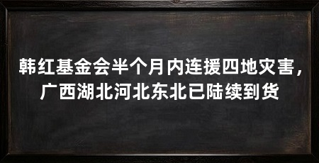 韩红基金会半个月内连援四地灾害,广西湖北河北东北已陆续到货