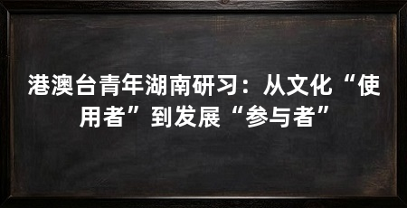 港澳台青年湖南研习:从文化“使用者”到发展“参与者”