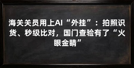 海关关员用上AI“外挂”：拍照识货、秒级比对，国门查验有了“火眼金睛”