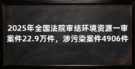 2025年全国法院审结环境资源一审案件22.9万件，涉污染案件4906件