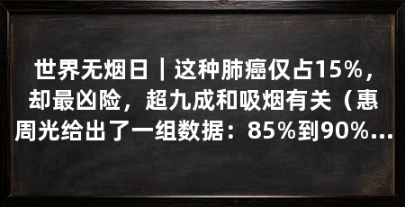 世界无烟日|这种肺癌仅占15%,却最凶险,超九成和吸烟有关(惠周光给出了一组数据:85%到90%的肺癌患者跟吸烟有关