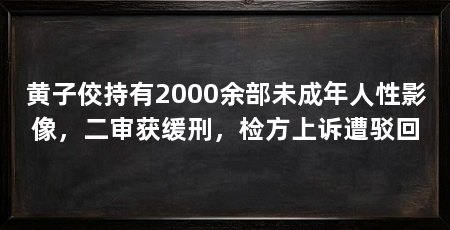 黄子佼持有2000余部未成年人性影像，二审获缓刑，检方上诉遭驳回