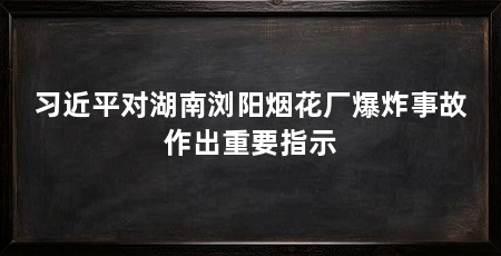 习近平对湖南浏阳烟花厂爆炸事故作出重要指示
