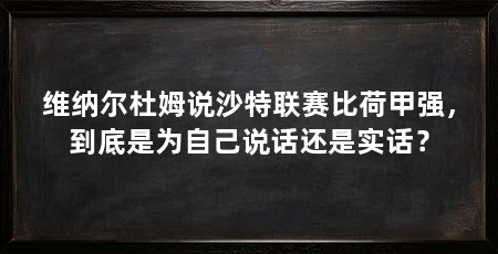 维纳尔杜姆说沙特联赛比荷甲强,到底是为自己说话还是实话?