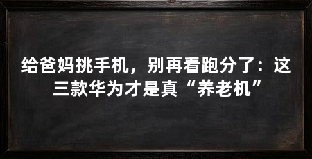 给爸妈挑手机,别再看跑分了:这三款华为才是真“养老机”