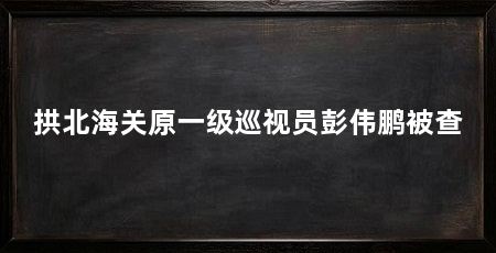 拱北海关原一级巡视员彭伟鹏被查