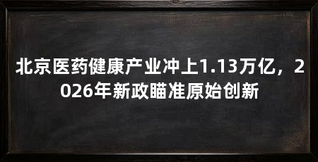 北京医药健康产业冲上1.13万亿,2026年新政瞄准原始创新