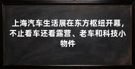 上海汽车生活展在东方枢纽开幕，不止看车还看露营、老车和科技小物件