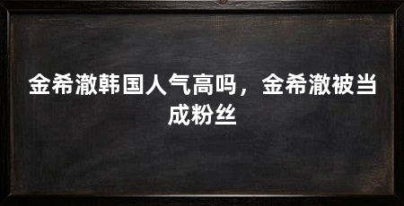 金希澈韩国人气高吗,金希澈被当成粉丝