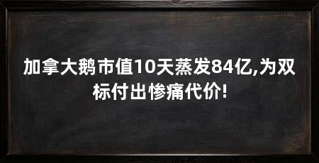 加拿大鹅市值10天蒸发84亿,为双标付出惨痛代价!