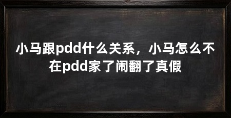小马跟pdd什么关系，小马怎么不在pdd家了闹翻了真假