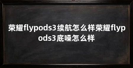 荣耀flypods3续航怎么样荣耀flypods3底噪怎么样