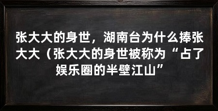 张大大的身世,湖南台为什么捧张大大(张大大的身世被称为“占了娱乐圈的半壁江山”