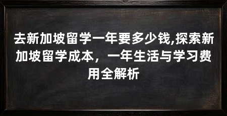 去新加坡留学一年要多少钱,探索新加坡留学成本，一年生活与学习费用全解析