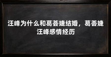 汪峰为什么和葛荟婕结婚，葛荟婕汪峰感情经历