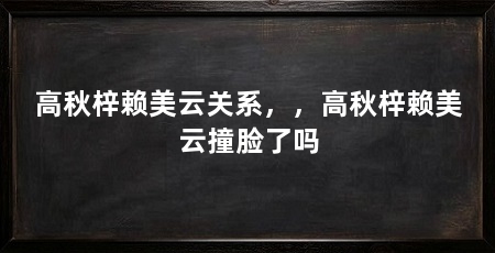 高秋梓赖美云关系,,高秋梓赖美云撞脸了吗