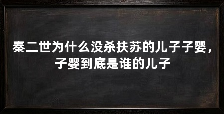 秦二世为什么没杀扶苏的儿子子婴,子婴到底是谁的儿子