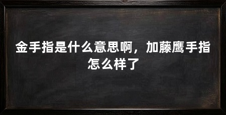 金手指是什么意思啊,加藤鹰手指怎么样了