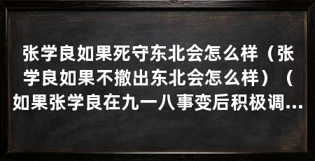张学良如果死守东北会怎么样(张学良如果不撤出东北会怎么样)(如果张学良在九一八事变后积极调动东北军抵抗日本关东军会怎样