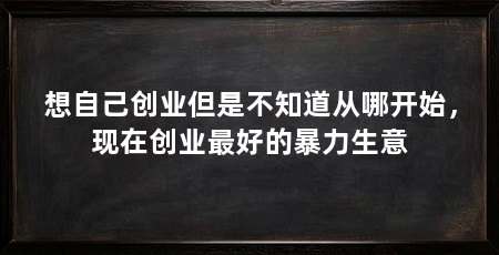 想自己创业但是不知道从哪开始，现在创业最好的暴力生意