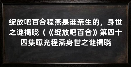 绽放吧百合程燕是谁亲生的,身世之谜揭晓(《绽放吧百合》第四十四集曝光程燕身世之谜揭晓