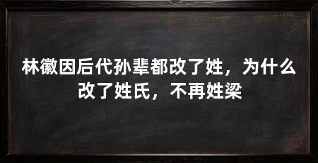 林徽因后代孙辈都改了姓，为什么改了姓氏，不再姓梁