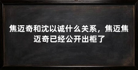 焦迈奇和沈以诚什么关系，焦迈焦迈奇已经公开出柜了