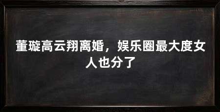 董璇高云翔离婚，娱乐圈最大度女人也分了