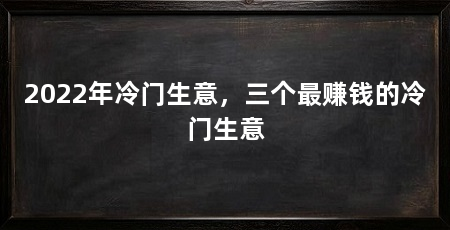 2022年冷门生意，三个最赚钱的冷门生意