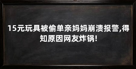 15元玩具被偷单亲妈妈崩溃报警,得知原因网友炸锅!