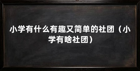 小学有什么有趣又简单的社团(小学有啥社团)
