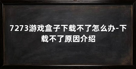 7273游戏盒子下载不了怎么办-下载不了原因介绍