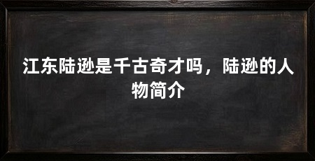 江东陆逊是千古奇才吗,陆逊的人物简介