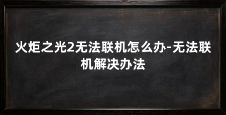 火炬之光2无法联机怎么办-无法联机解决办法