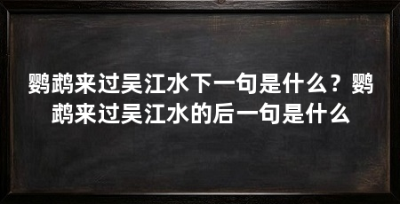鹦鹉来过吴江水下一句是什么？鹦鹉来过吴江水的后一句是什么