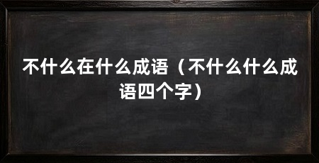 不什么在什么成语（不什么什么成语四个字）