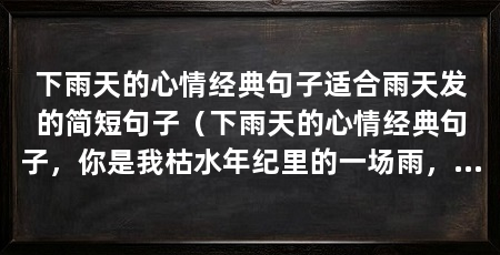 下雨天的心情经典句子适合雨天发的简短句子（下雨天的心情经典句子，你是我枯水年纪里的一场雨，你来的酣畅淋漓
