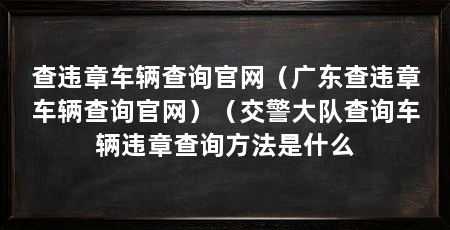 查违章车辆查询官网（广东查违章车辆查询官网）（交警大队查询车辆违章查询方法是什么