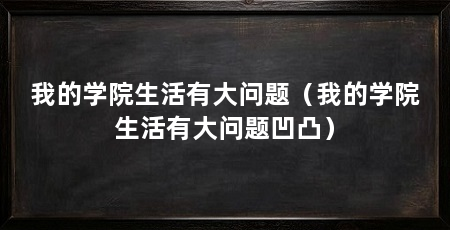 我的学院生活有大问题（我的学院生活有大问题凹凸）
